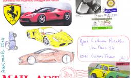 MAIL ART -    &quot;I GRANDI MITI&quot; Scherzoso  ma rispettoso omaggio alle Ferrari 